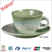 Color Glaze Coffee Cup and Saucer